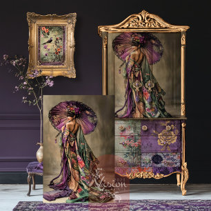 Papel De Seda Estética Oriental Arte de Retrato de Geisha Japone