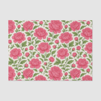 Papel De Seda Estéticas Peônias Rosadas Exuberantes Florais