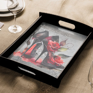 Papel De Seda Estilettos Vermelhos Fashionistas Góticos com Rosa