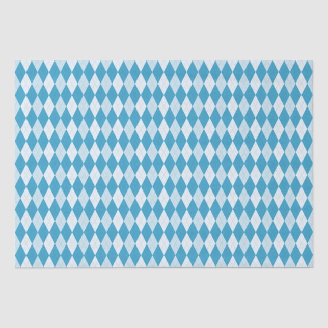 Papel De Seda Estilo Argyle Azul Peacock Forma Diamante Pequena (Frente )