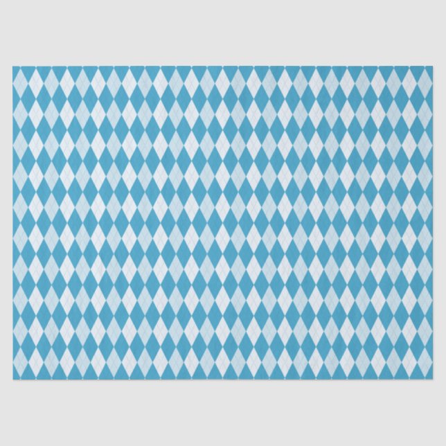 Papel De Seda Estilo Argyle Azul Peacock Forma Diamante Pequena (Frente )