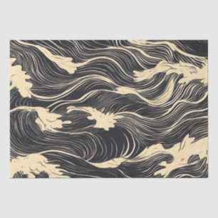 Papel De Seda Estilo Costeiro de Padrão de Onda