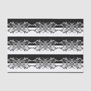 Papel De Seda Estilo de Harlequin Abstrato branco e preto elegan