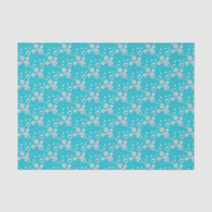 Papel De Seda Estilo de Spray Floral 1, WRAP Aqua-White-TISSUE