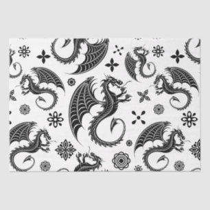 Papel De Seda Estilo de Tatuagem em Forma Preta do Dragão