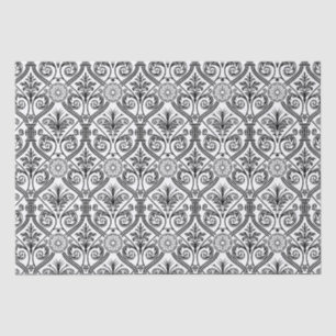 Papel De Seda Estilo Deco padrão de vintagem preto branco