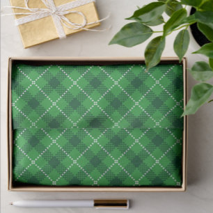 Papel De Seda Estilo Escocês Xadrez branca verde