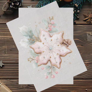 Papel De Seda Estilo Festivo e Vintage de Floco de Neve de Natal