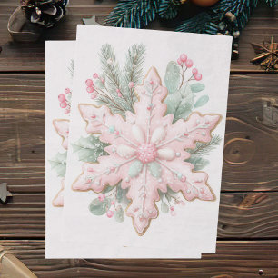 Papel De Seda Estilo Festivo e Vintage de Floco de Neve de Natal