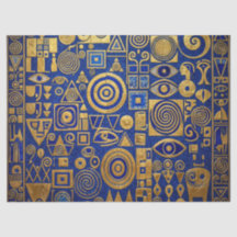 Estilo Klimt Azul+Ouro Renascimento Egípcio