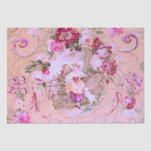 Papel De Seda Estilo Toile Rococo Vitoriano - Estilo Cor de Rosa
