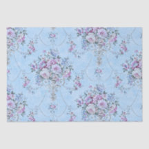 Estilo Vitoriano Branco Azul Francês Decoupage Flo