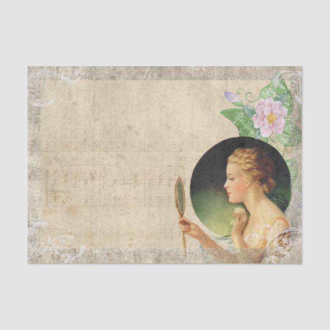 Papel De Seda Estilo Vitoriano Senhora Olhando para si mesma (Frente )