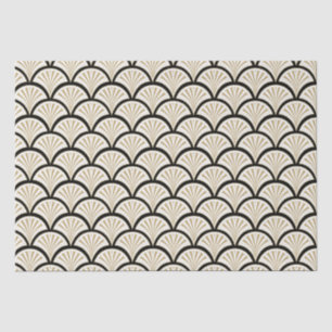 Papel De Seda Estilos das flores de bege e de arte-deco preto