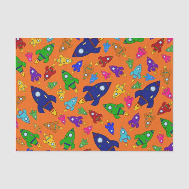 Papel De Seda Estilos de foguetes de laranja-branca (Frente )