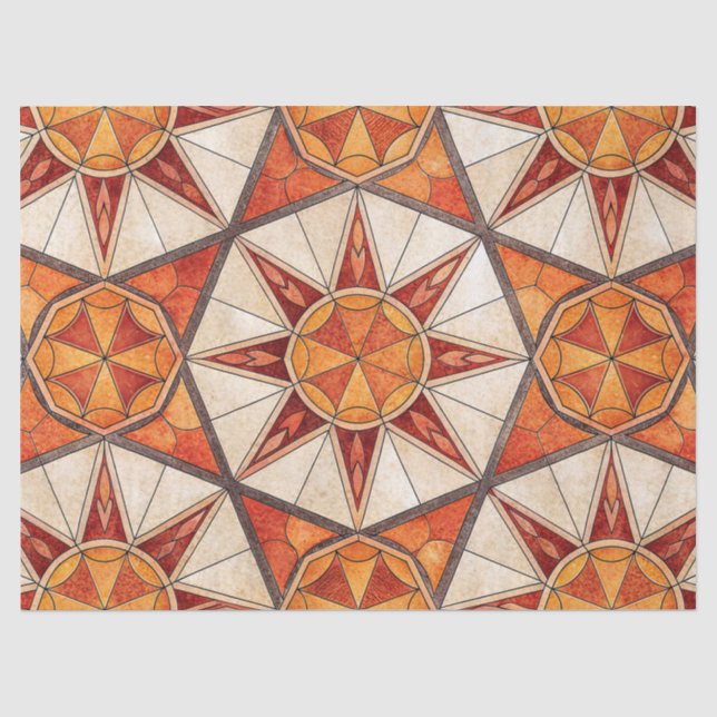 Papel De Seda Estouro de Estrela Vermelho Fogo e Laranja - Mosai (Frente )
