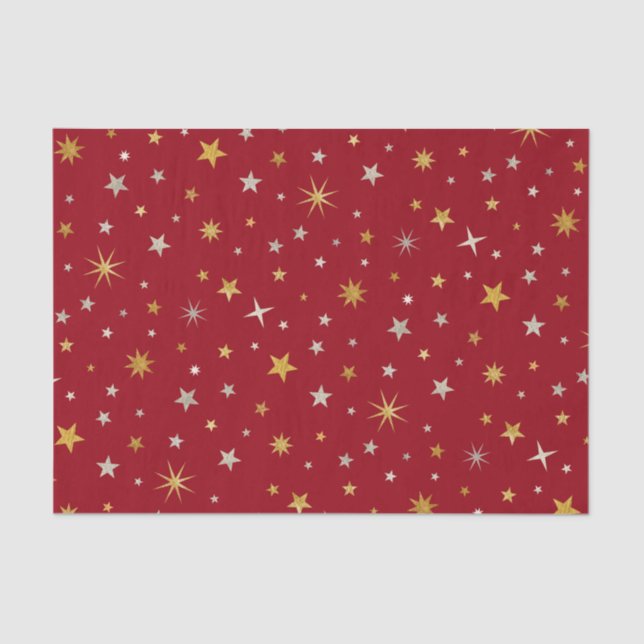 Papel De Seda Estrela de Natal Vermelha de prata Dourada Elegant (Frente )