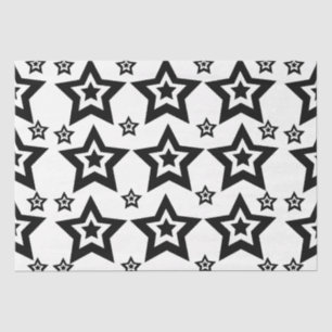 Papel De Seda Estrela Geométrica Preto e Branco Estrela Geométri
