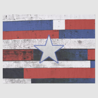 Papel De Seda Estrela Patriótica em Conselhos de Wooden