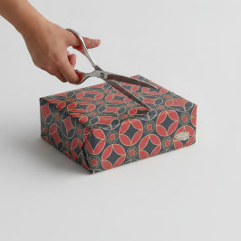 Papel De Seda estrelas art déco em vermelho e preto