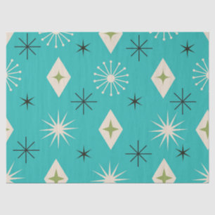 Papel De Seda Estrelas Atômicas de Meados do Século com diamante