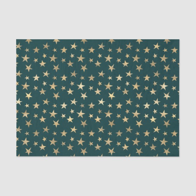Papel De Seda Estrelas Azuis e Douradas (Frente )