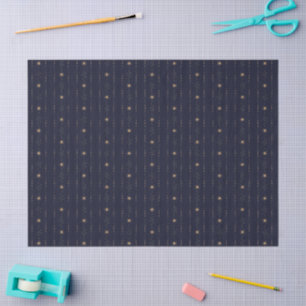Papel De Seda Estrelas Azul Escuro e Dourado Feliz Natal