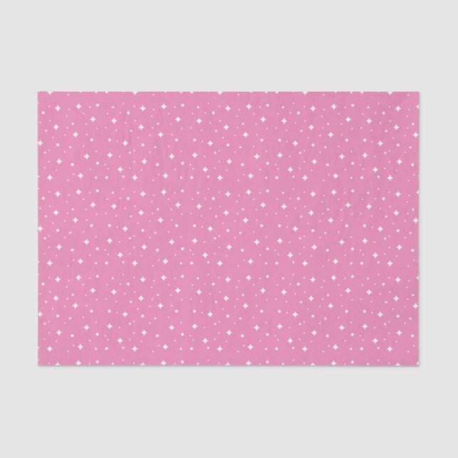 Papel De Seda Estrelas Brancas Espumantes a Rosa Bonito (Frente )