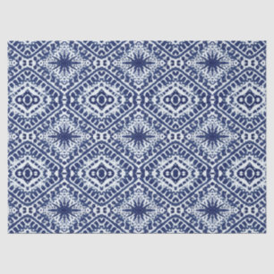 Papel De Seda Estrelas Brancas Geométricas Brancas Azuis do Mari