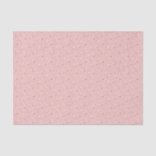 Papel De Seda Estrelas brilhantes Douradas, rosa e douradas (Frente )