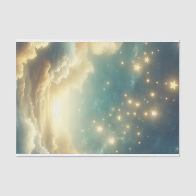 Papel De Seda Estrelas Celestiais Glowing Estrelas No Céu Festa  (Frente )
