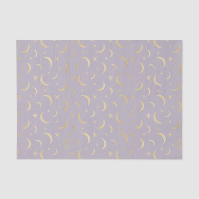 Papel De Seda Estrelas da Lua Roxa  (Design 8 da Série Roxa) (Frente )