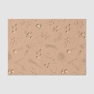 Papel De Seda estrelas de constelações de ilusão 3D bege claro
