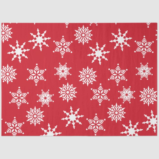 Papel De Seda Estrelas de Festivos Vermelho e Neve Branca (Frente )