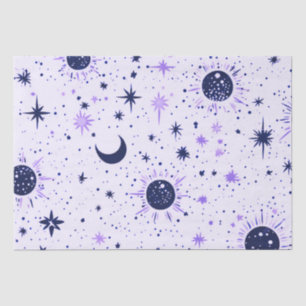 Papel De Seda Estrelas de Lua Celestial Negra e Roxa