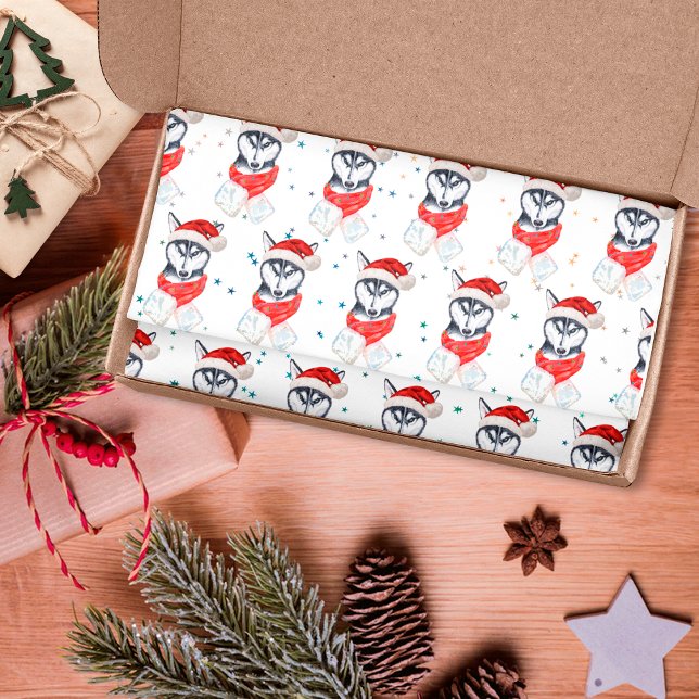 Papel De Seda Estrelas de Natal para Cachorros Siberianos (Criador carregado)