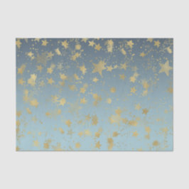 Papel De Seda Estrelas de ouro Douradas Azul Aqua