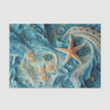 Estrelas-do-mar rendadas, ondas do oceano e estrel