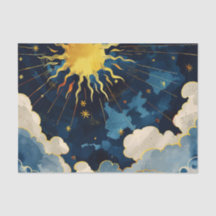 Estrelas do Sol Celestiais Modernas e Nuvens Azuis