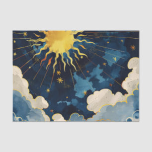 Papel De Seda Estrelas do Sol Celestiais Modernas e Nuvens Azuis