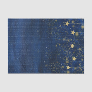 Papel De Seda Estrelas Douradas Celestiais Brilham no Céu Noturn