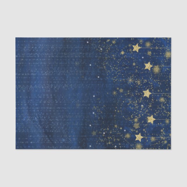 Papel De Seda Estrelas Douradas Celestiais Brilham no Céu Noturn (Frente )