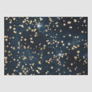 Papel De Seda Estrelas Douradas Celestiais em Fundo de Galáxia A