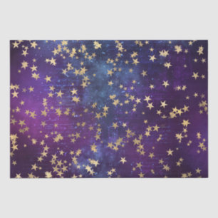 Papel De Seda Estrelas Douradas Celestiais em Fundo de Galáxia R