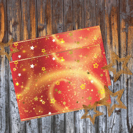 Papel De Seda Estrelas Douradas Grelha E Luz Em Vermelho