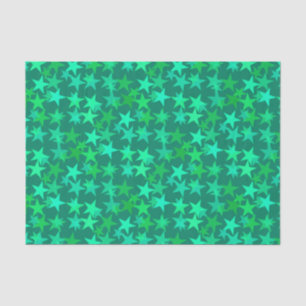 Papel De Seda Estrelas Geométricas Modernas, Emerald e Mint Gree