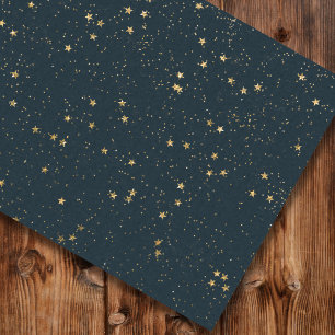 Papel De Seda Estrelas marinhos Azul e Douradas Natal