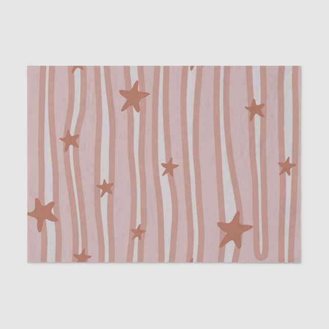 Papel De Seda Estrelas Marrons e Tema de Praia de Stripes (Frente )