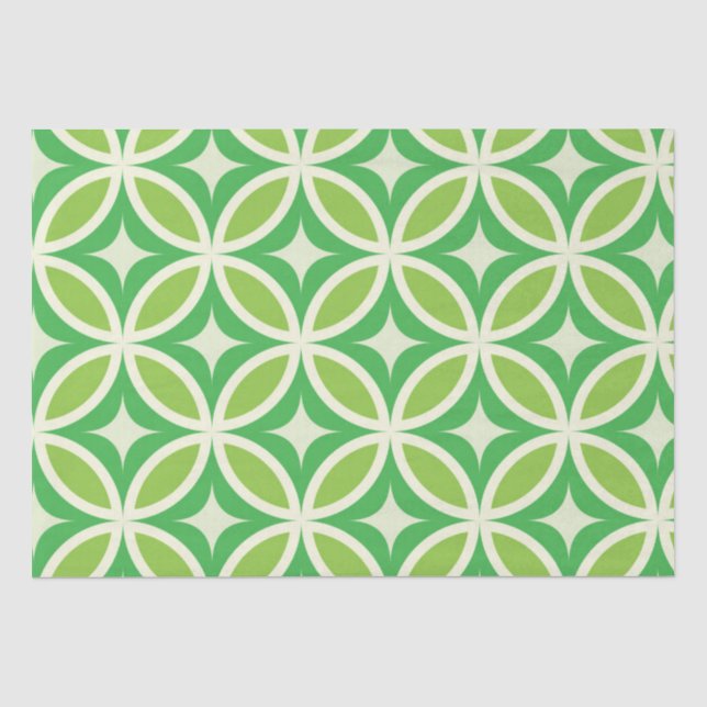 Papel De Seda Estrelas Modernas de Meados do Século Círculos Ver (Frente )
