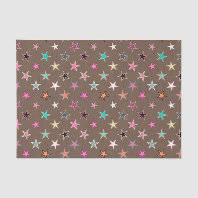 Papel De Seda Estrelas Modernas, Taupe Tan e Pastas Múltiplas (Frente )